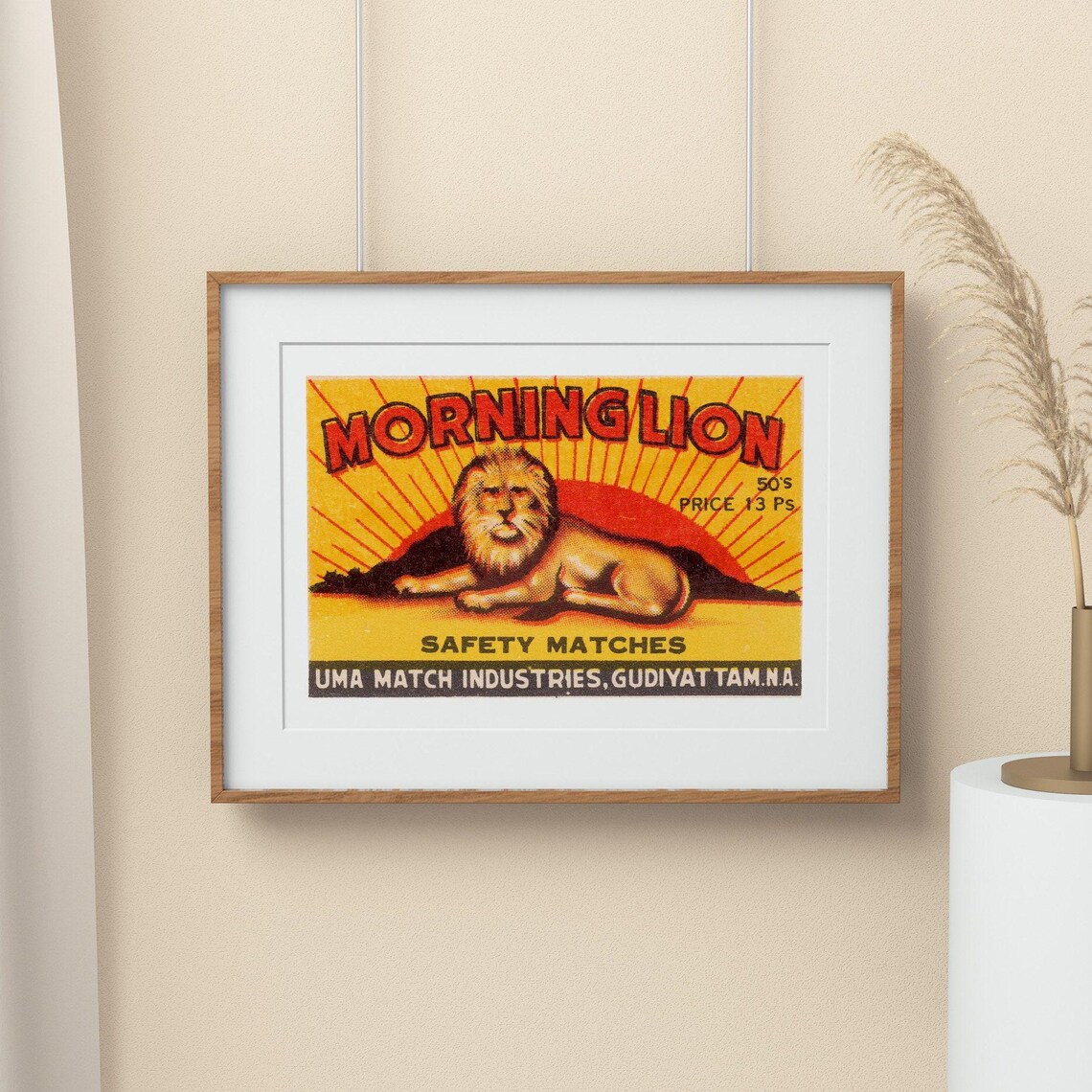 Morning Lion Indian Safety Matches Sunrise Lion Uma Match Art Poster - Image 2