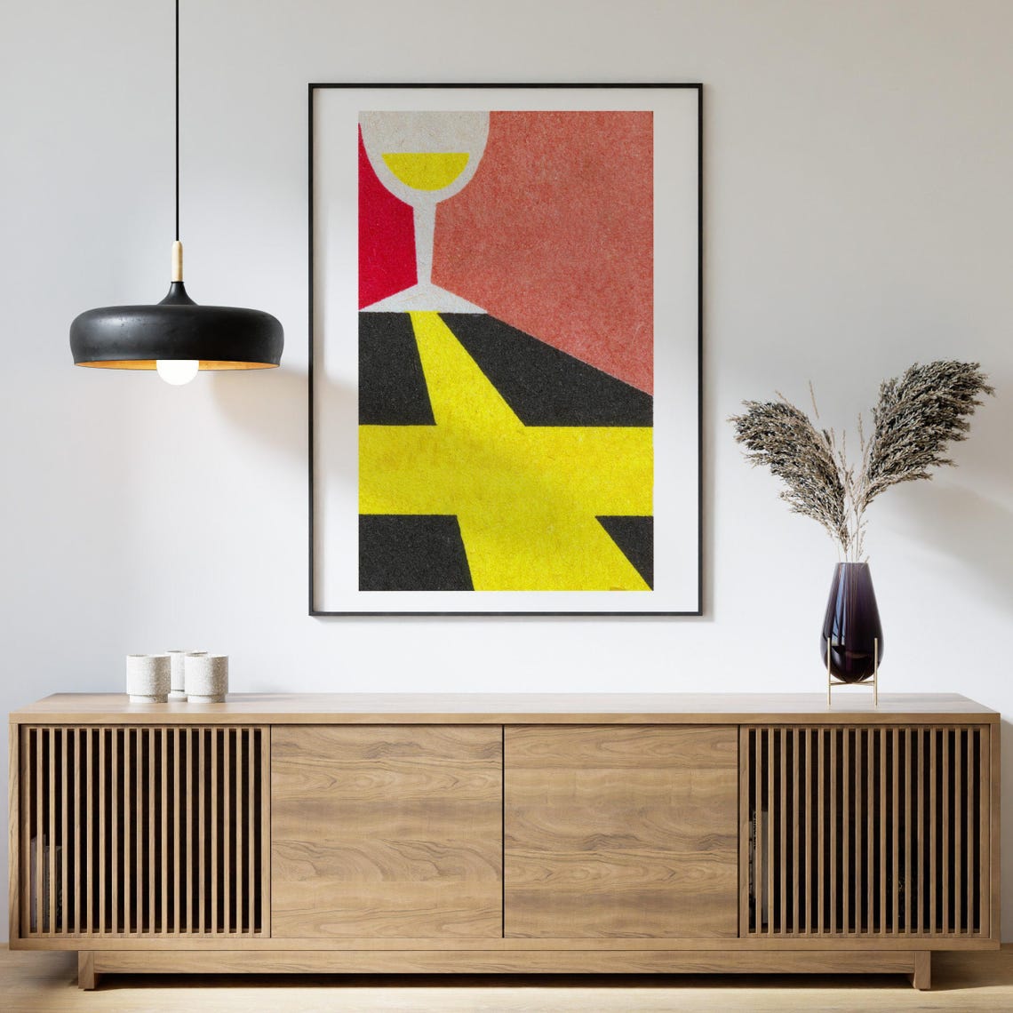 Wine Glass Red Abstract Geometric Vintage Matchbox Label Poster - Image 4