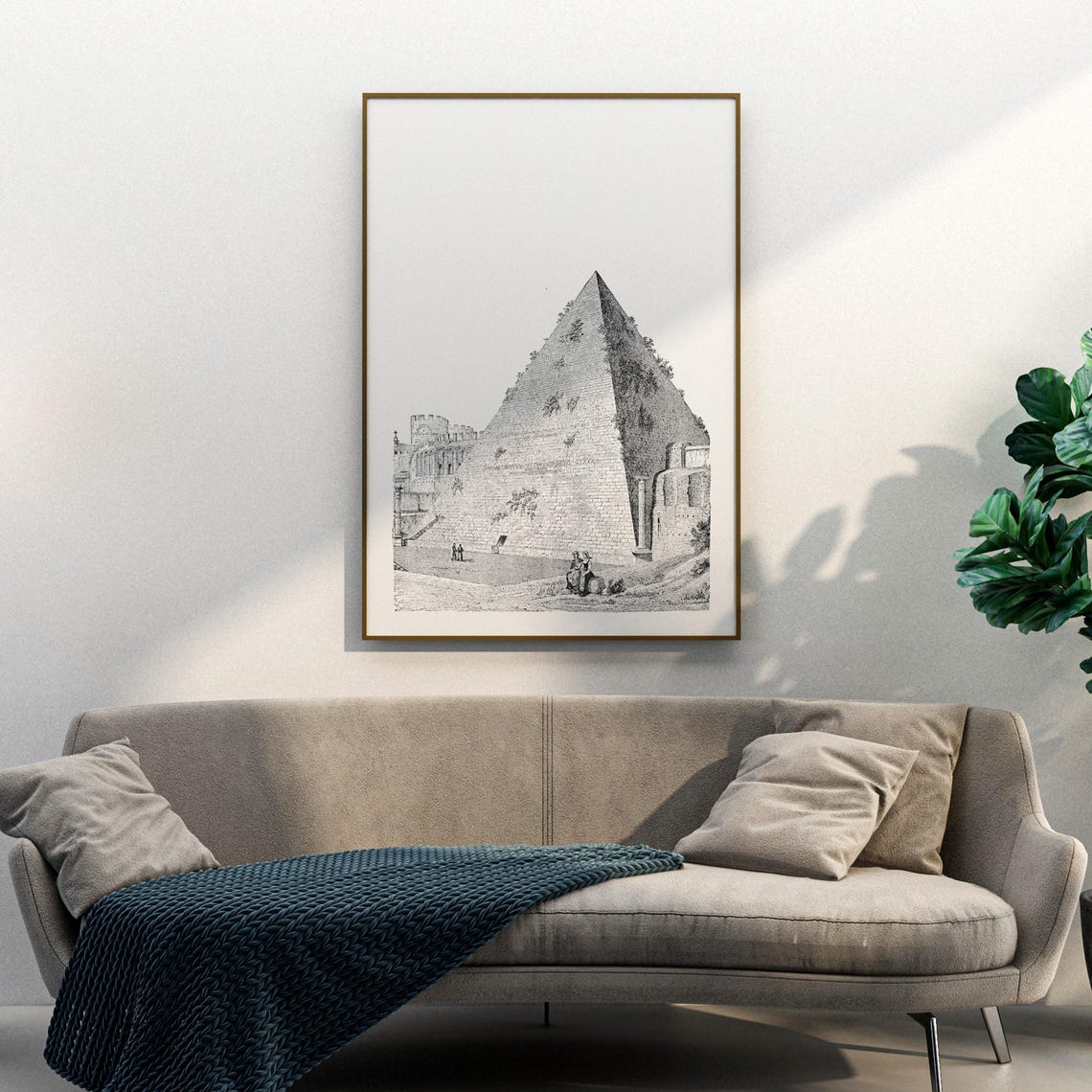 Pyramid Of Cestius Rome Ancient Roman Tomb Engraving Art Poster - Image 3