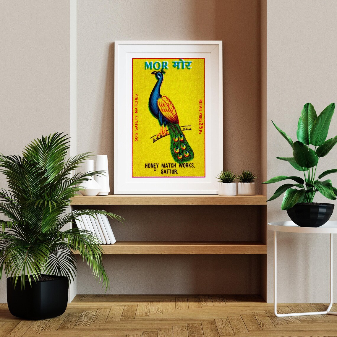 Peacock Matchbox Vintage India Art Print - Image 2