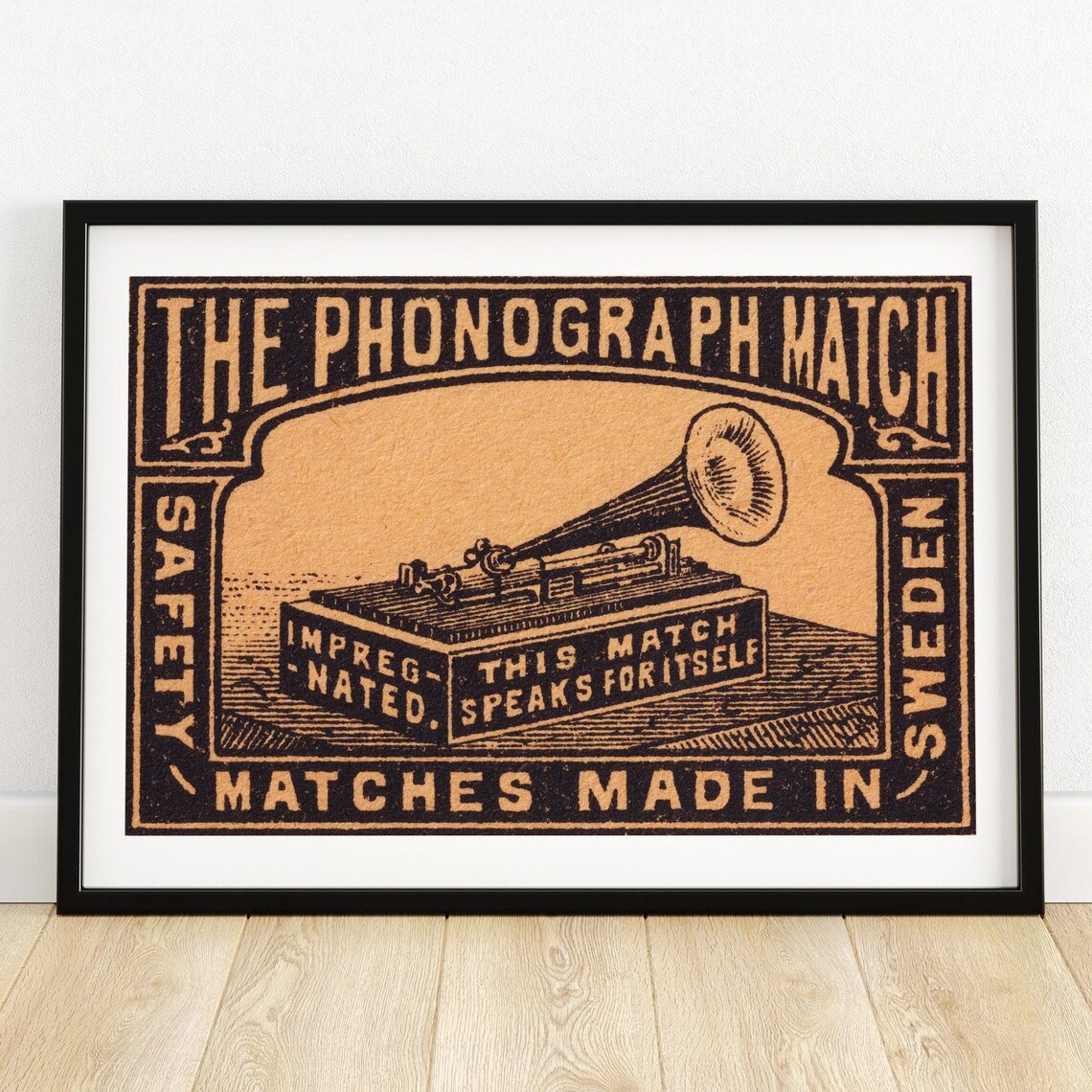 Phonograph Matchbox Sweden Vintage Poster Print