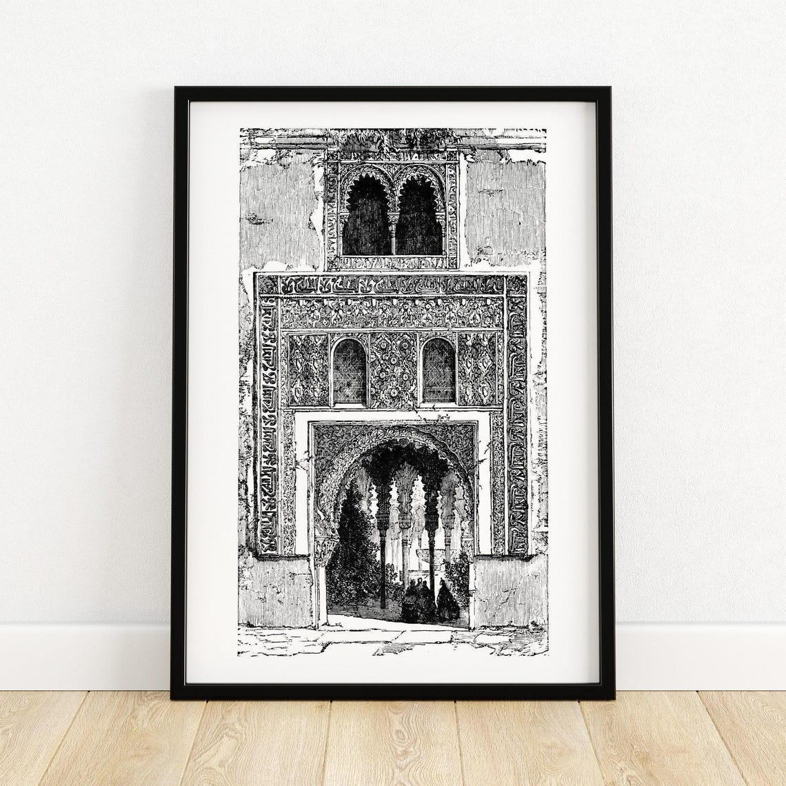 Alhambra Moorish Doorway Engraving Historic Spain Architecture Poster