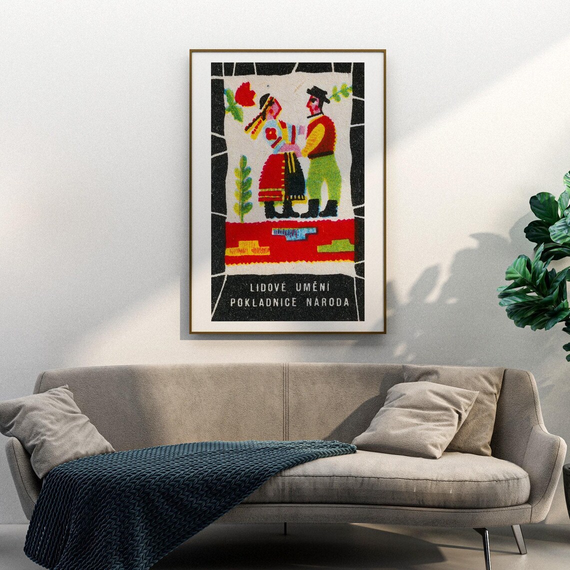 Czech Folk Couple Dancers Vintage Matchbox Label Folk Art Poster - Image 4