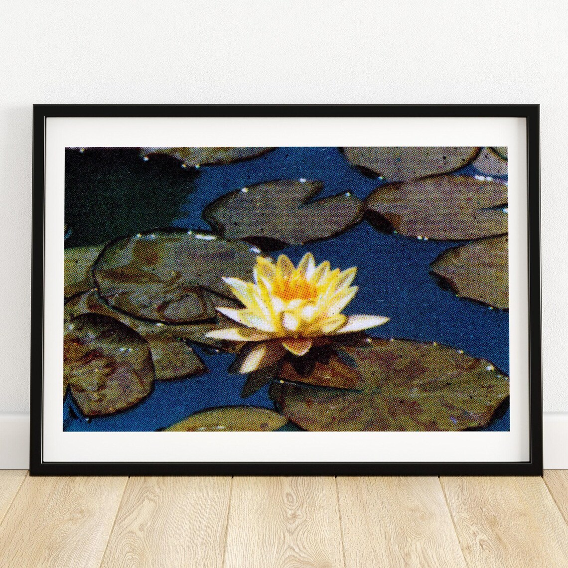 Golden Water Lily Flower Pad Pond Bloom Vintage Matchbox Art Poster