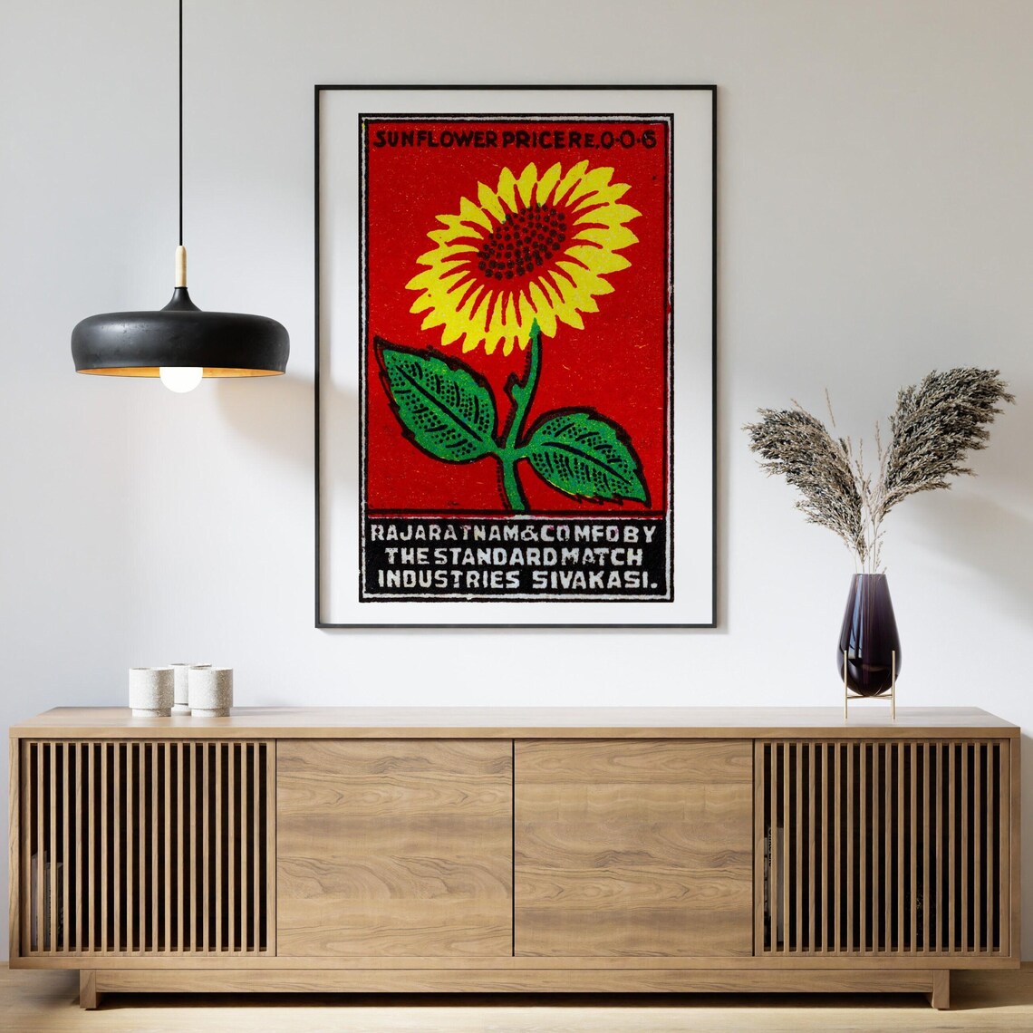 Sunflower Golden Bloom Standing Tall Vintage India Match Label Poster - Image 4