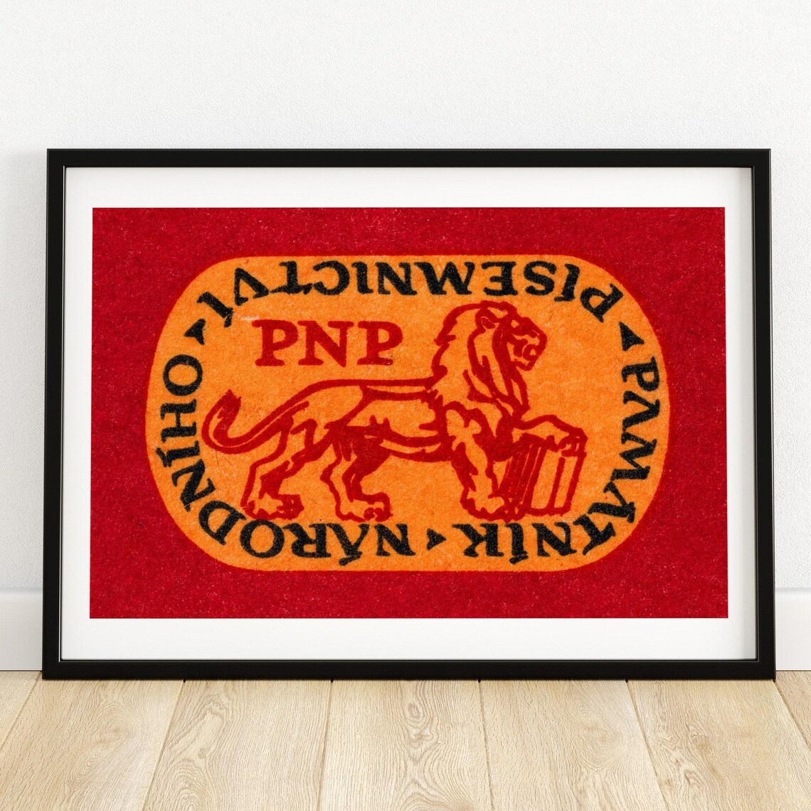 PNP National Literature Memorial Czech Lion Vintage Matchbox Poster