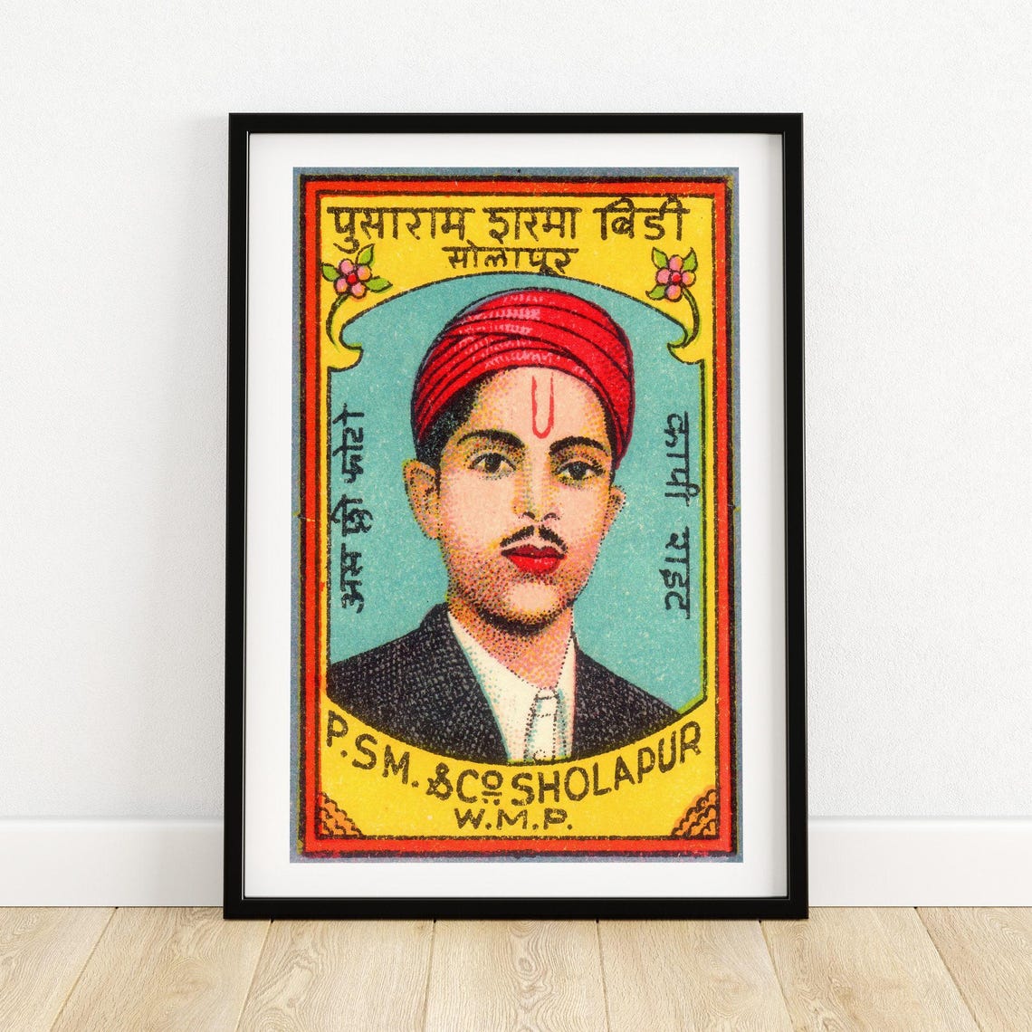 Pusaram Irma Bidi Solapur Indian Portrait Vintage Label Poster