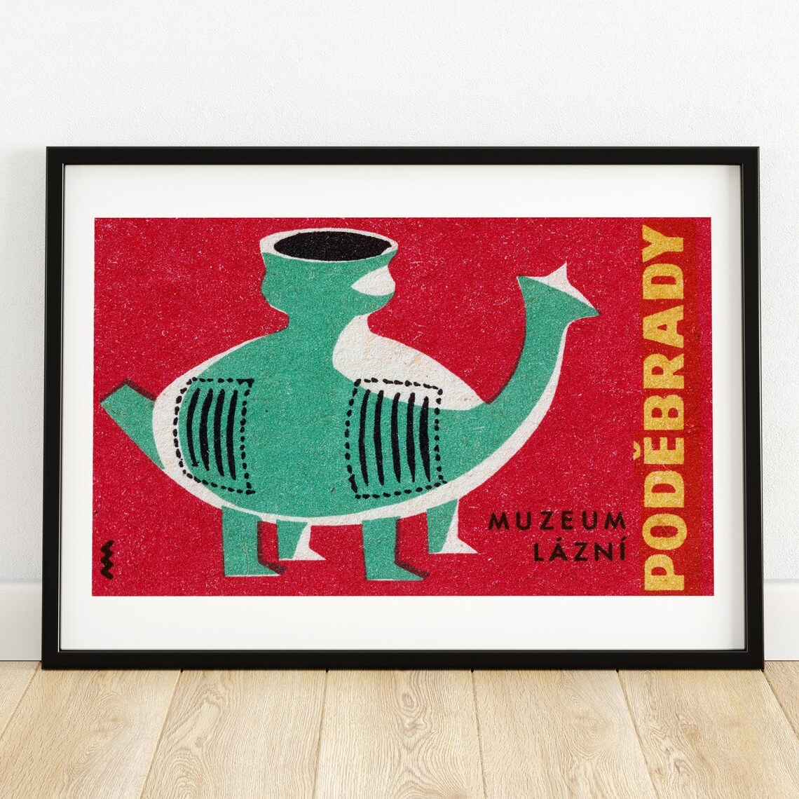 Lazni Museum Animal Pot Matchbox Vintage Poster