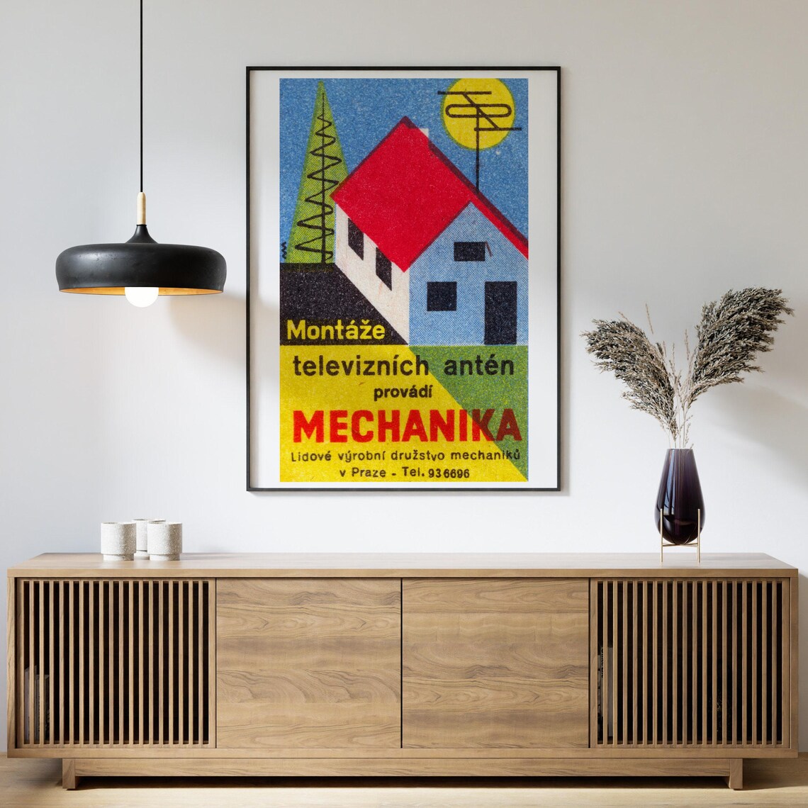 Mechanika TV Antenna Installation Prague Vintage Label Poster - Image 4