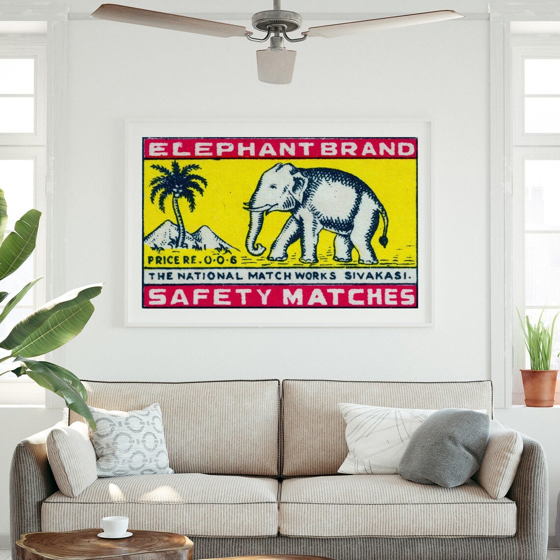 Elephant Brand Matchbox Vintage India Poster Print - Image 3