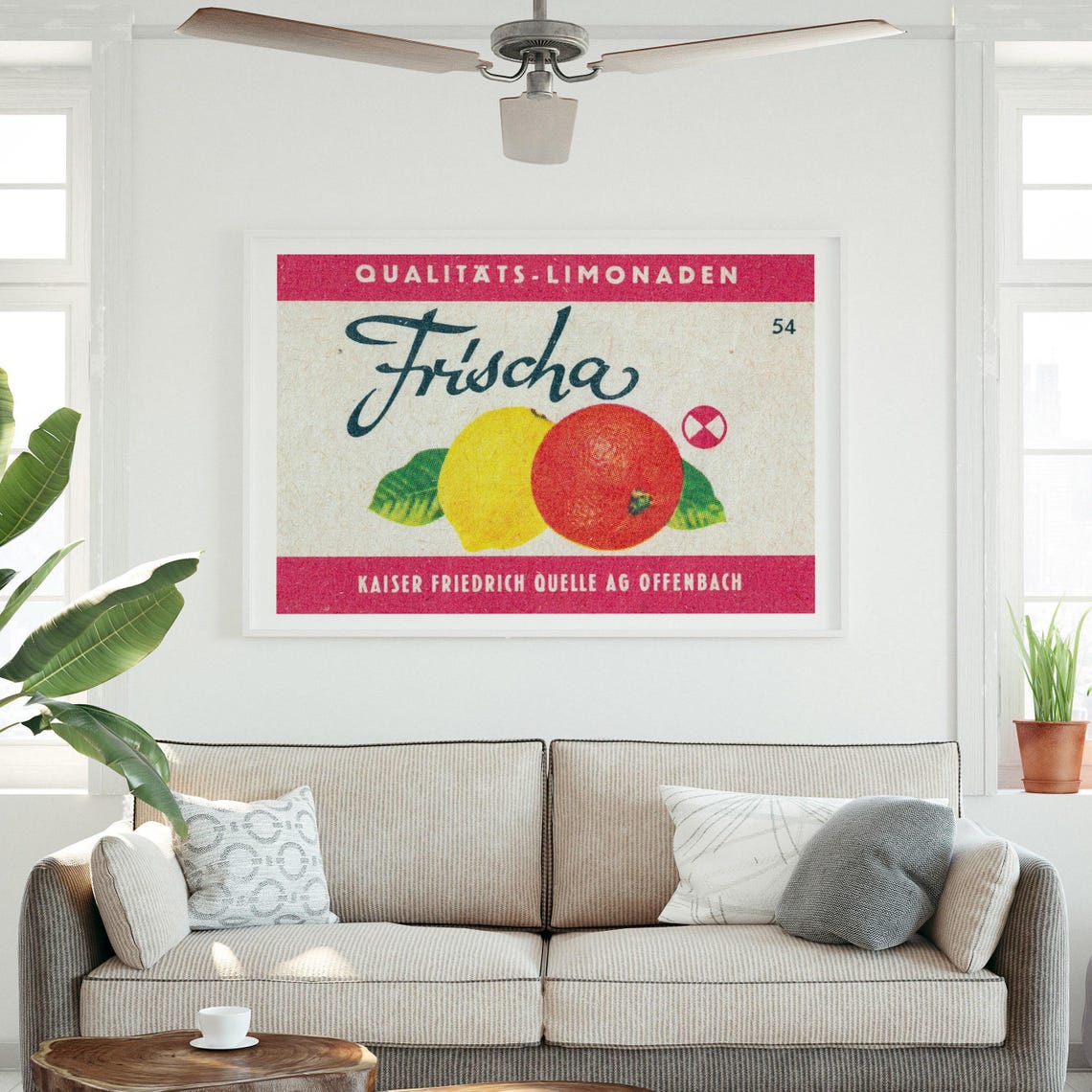 Frischa Lemon Orange German Vintage Lemonade Matchbox Label Art Poster - Image 3