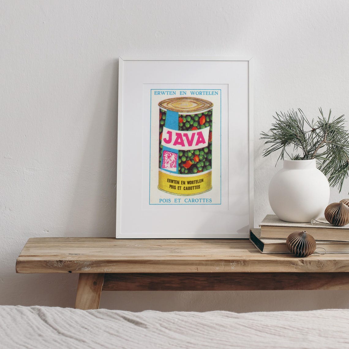 Java Peas and Carrots Can Dutch Vintage Food Label Art Poster - Image 3