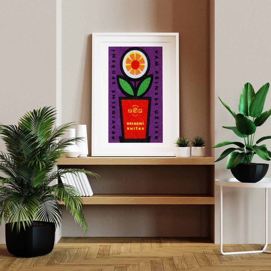 Vkladní Knížka Czech Savings Book Potted Flower Vintage Label Poster - Image 2