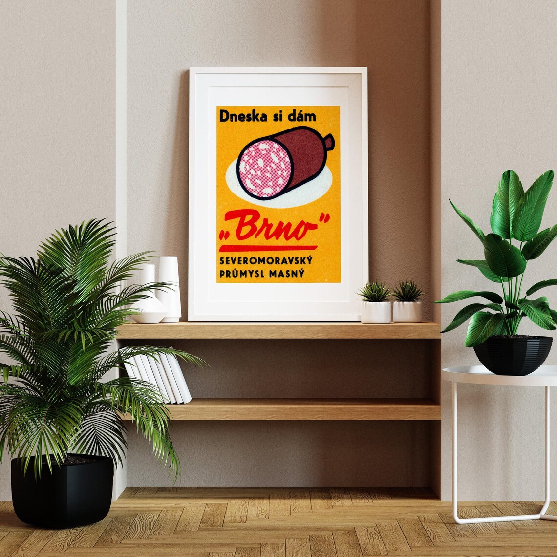 Czech Brno Salami Vintage Food Advertisement Retro Deli Label Poster - Image 2