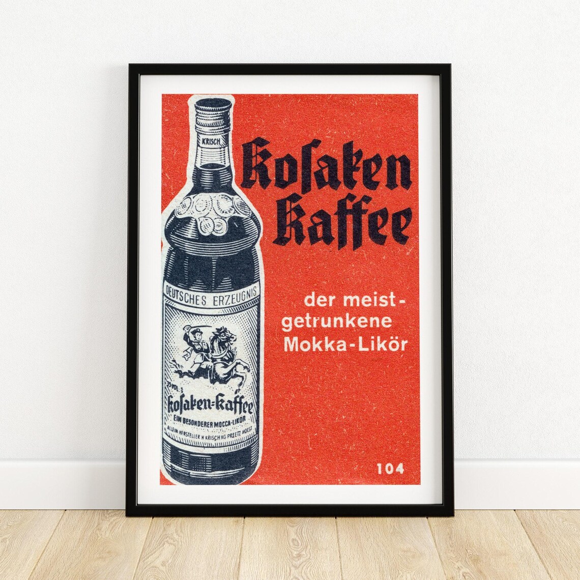 Kofaken Kaffee German Mokka Liqueur Vintage Bottle Label Poster