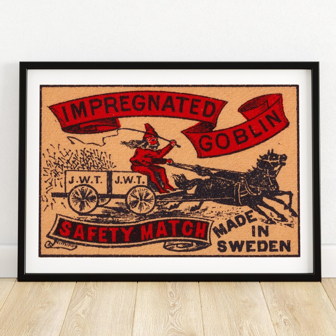 Impregnated Goblin Matchbox Print, Vintage Sweden