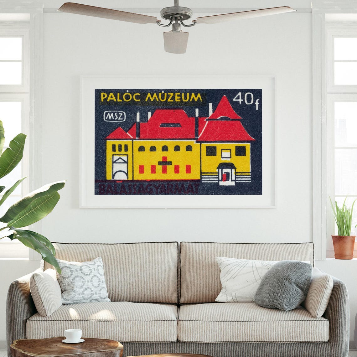 Paloc Museum Balassagyarmat Yellow Vintage Matchbox Label Poster - Image 3