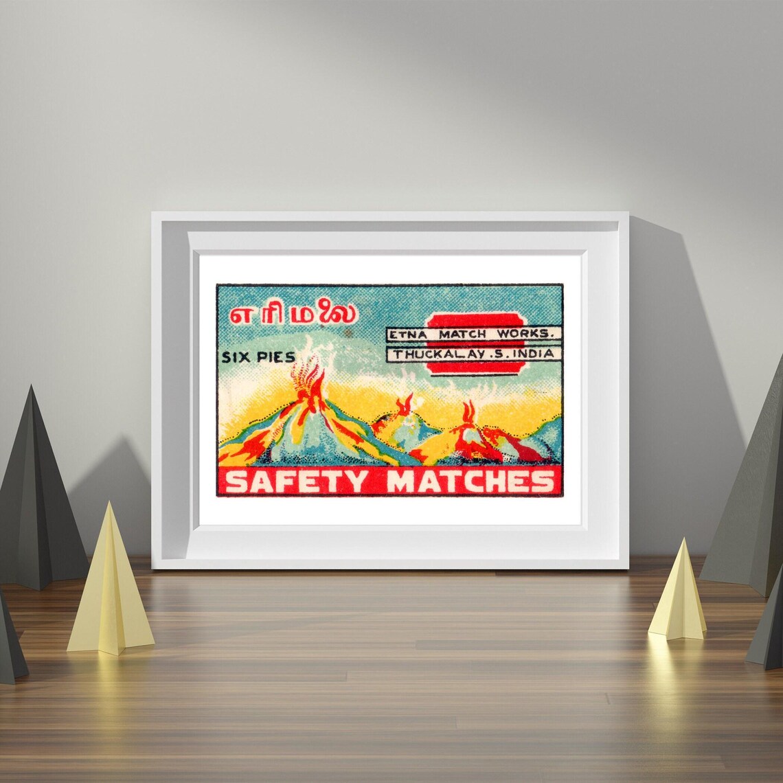 Etna Match Works Erupting Volcanoes Indian Label Safety Matches Poster - Image 4