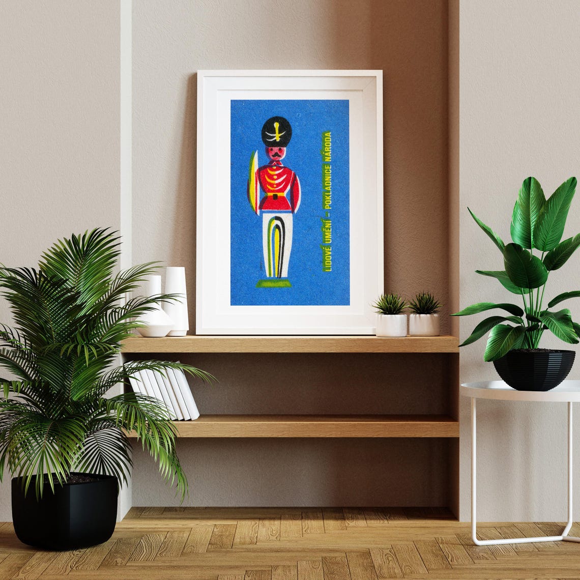 Czech Folk Toy Soldier Red Uniform Blue Vintage Label Art Poster - Image 2