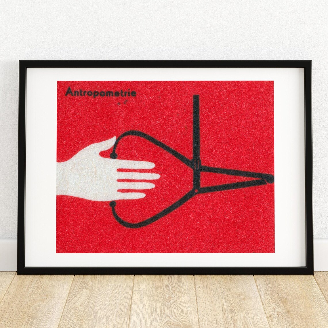 Antropometrie Hand Measurement Red Retro Medical Label Art Poster