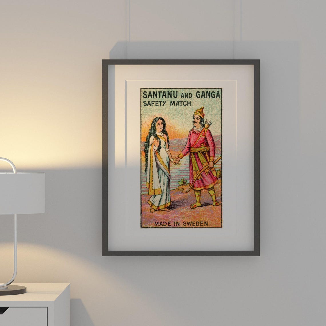 Santanu and Ganga Indian Couple Vintage Swedish Match Label Poster - Image 2