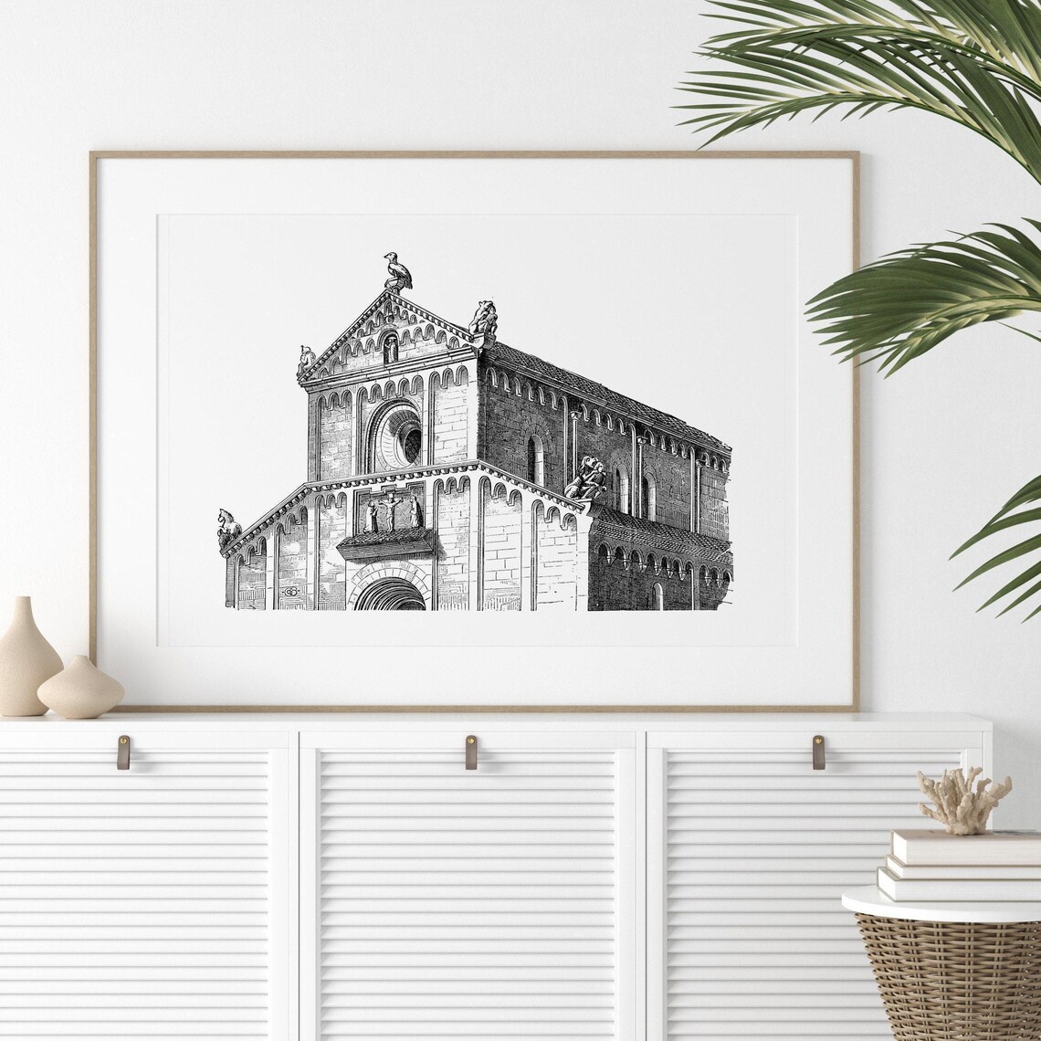 Rosheim Church France Romanesque Sculpted Facade Engraving Poster - Image 2