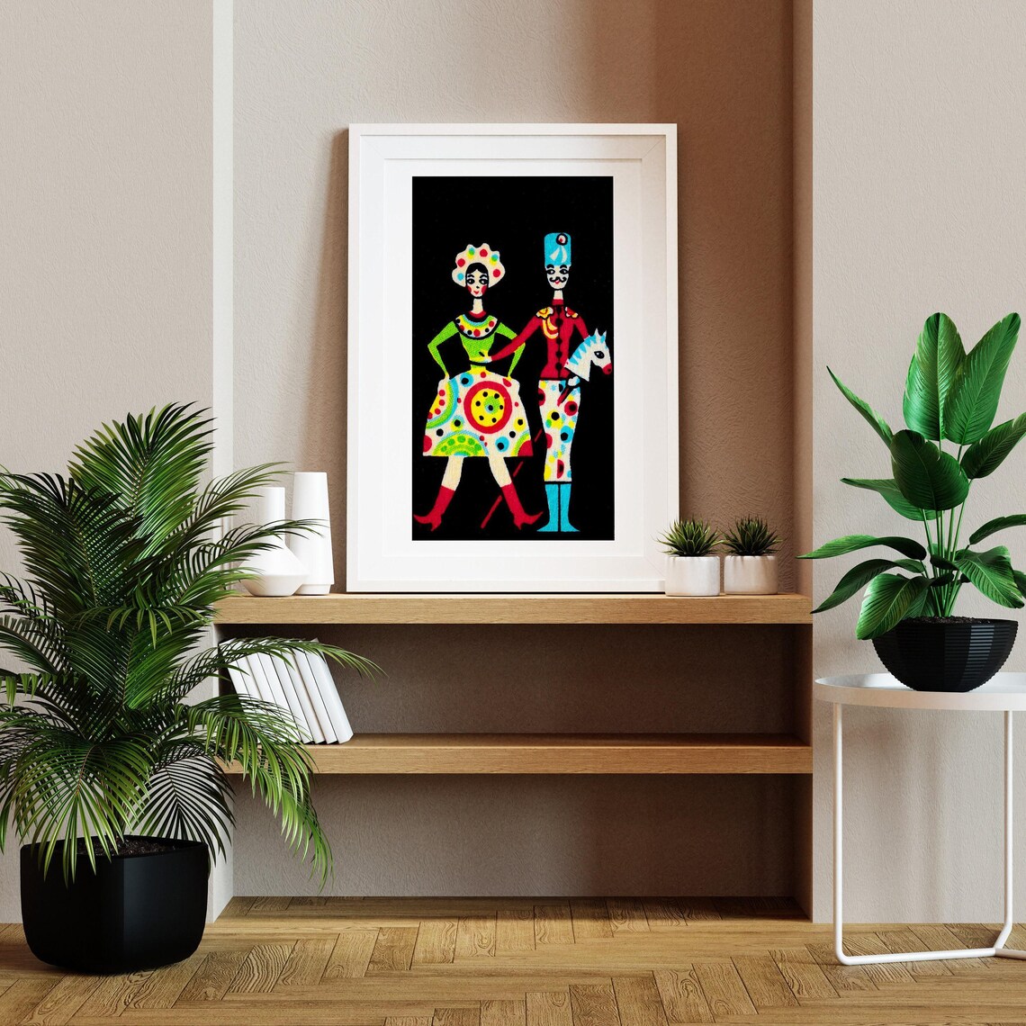 Folk Costume Dancing Couple Colorful Retro Matchbox Art Poster - Image 2