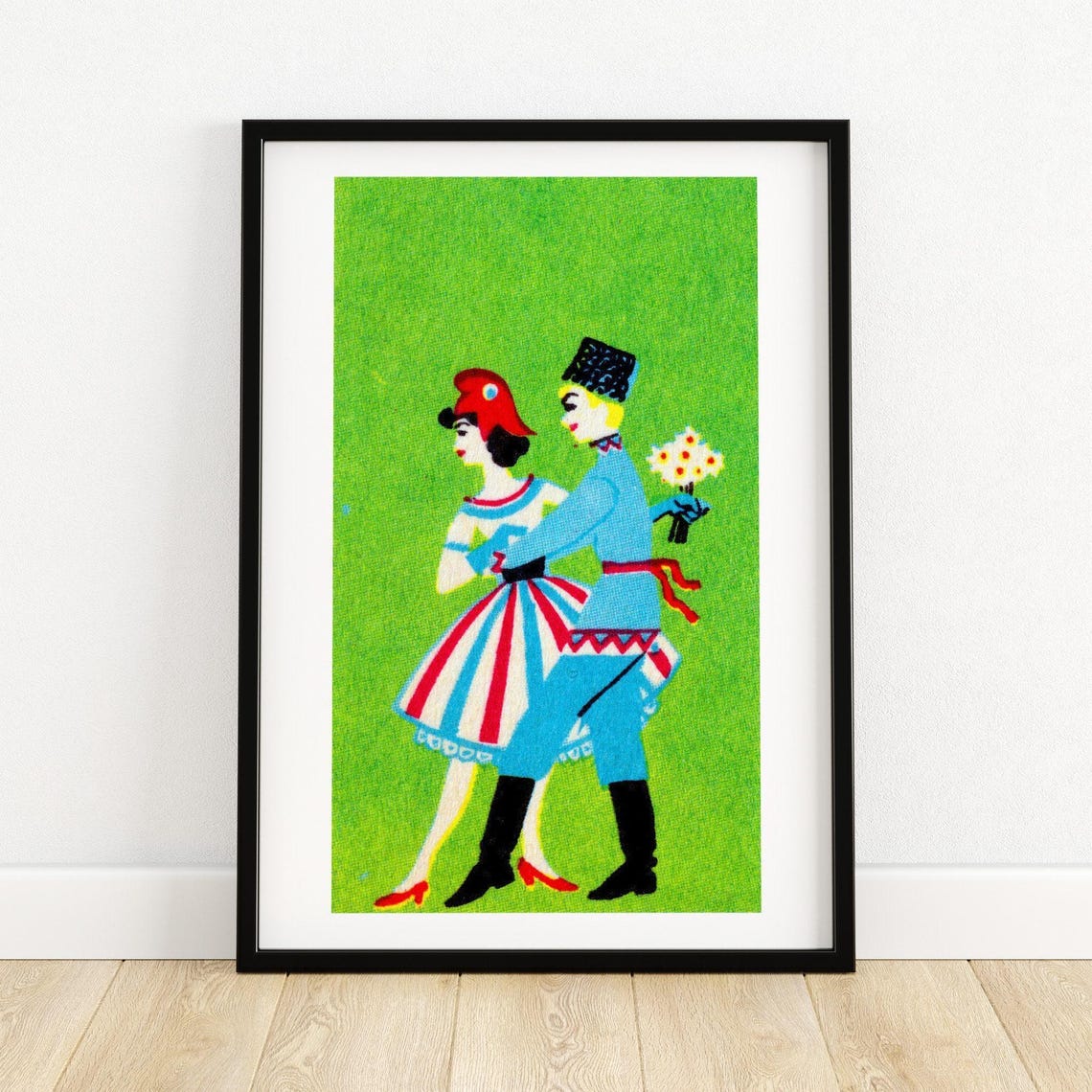 Folk Dance Couple Retro Costume Matchbox Illustration Art Poster