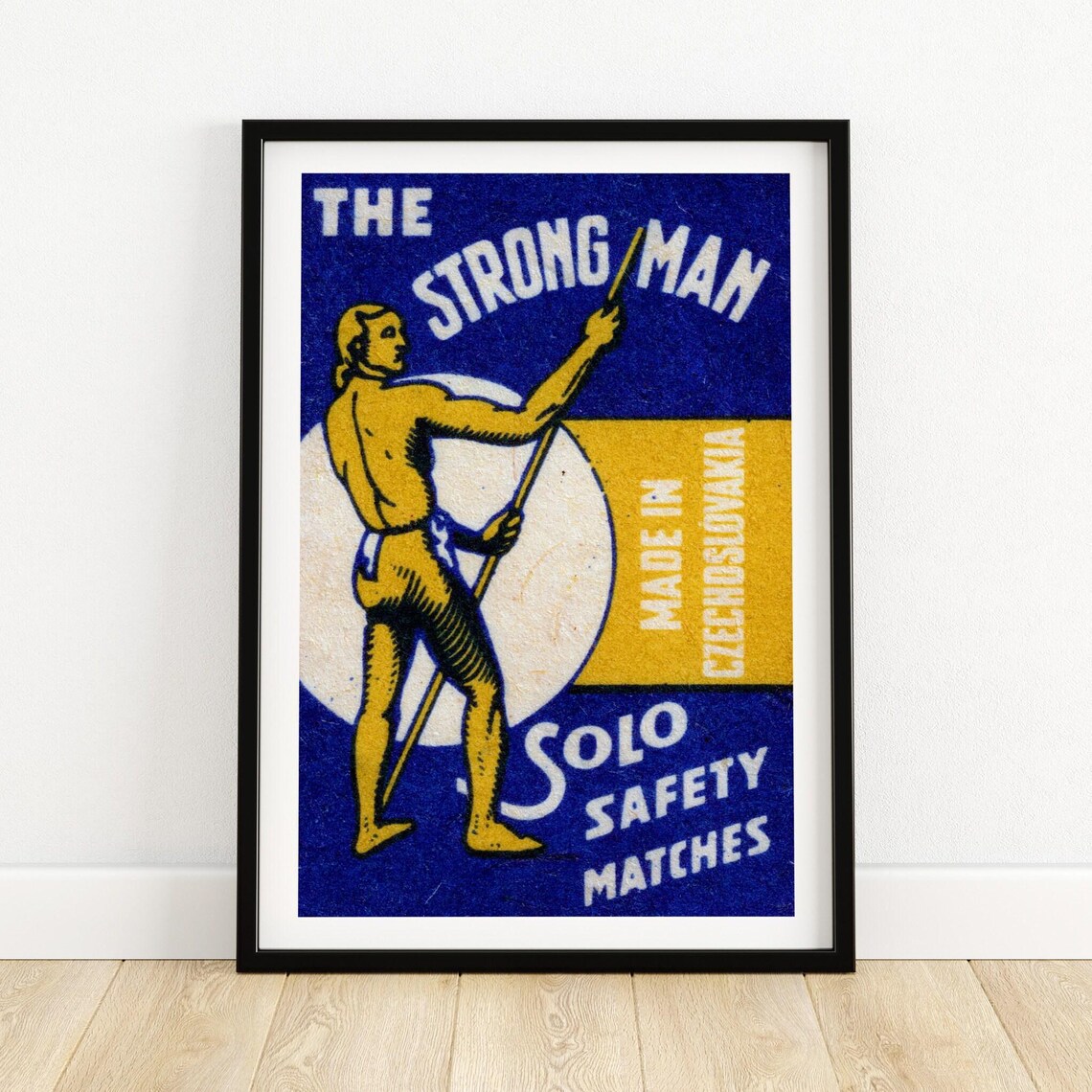 Strong Man Matchbox Vintage Czech Art Print