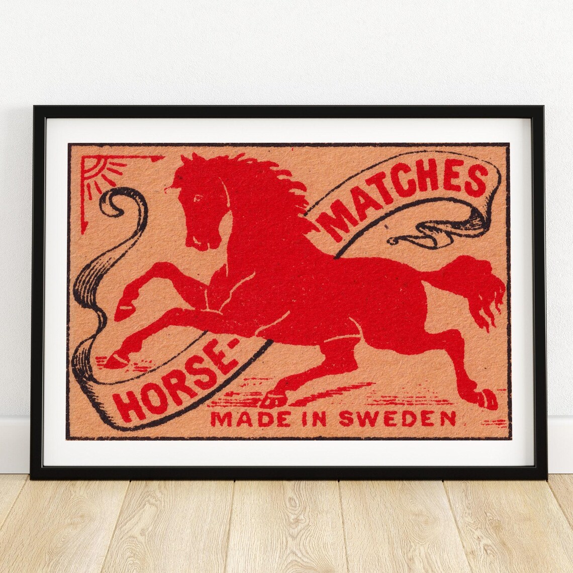 Red Horse Matchbox Vintage Sweden Art Print