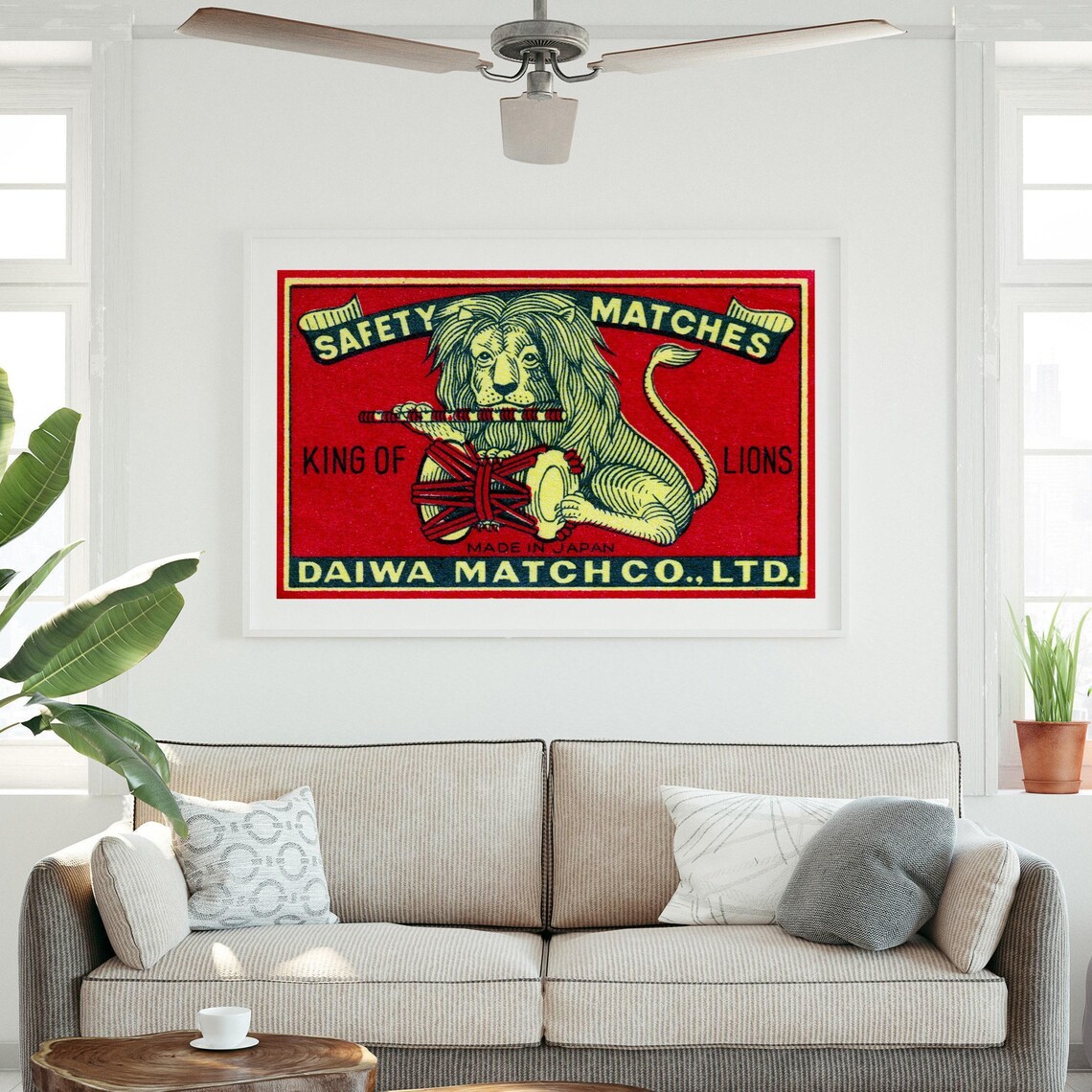 King of Lions Flute and Drum Musician Vintage Japan Match Poster - Image 3