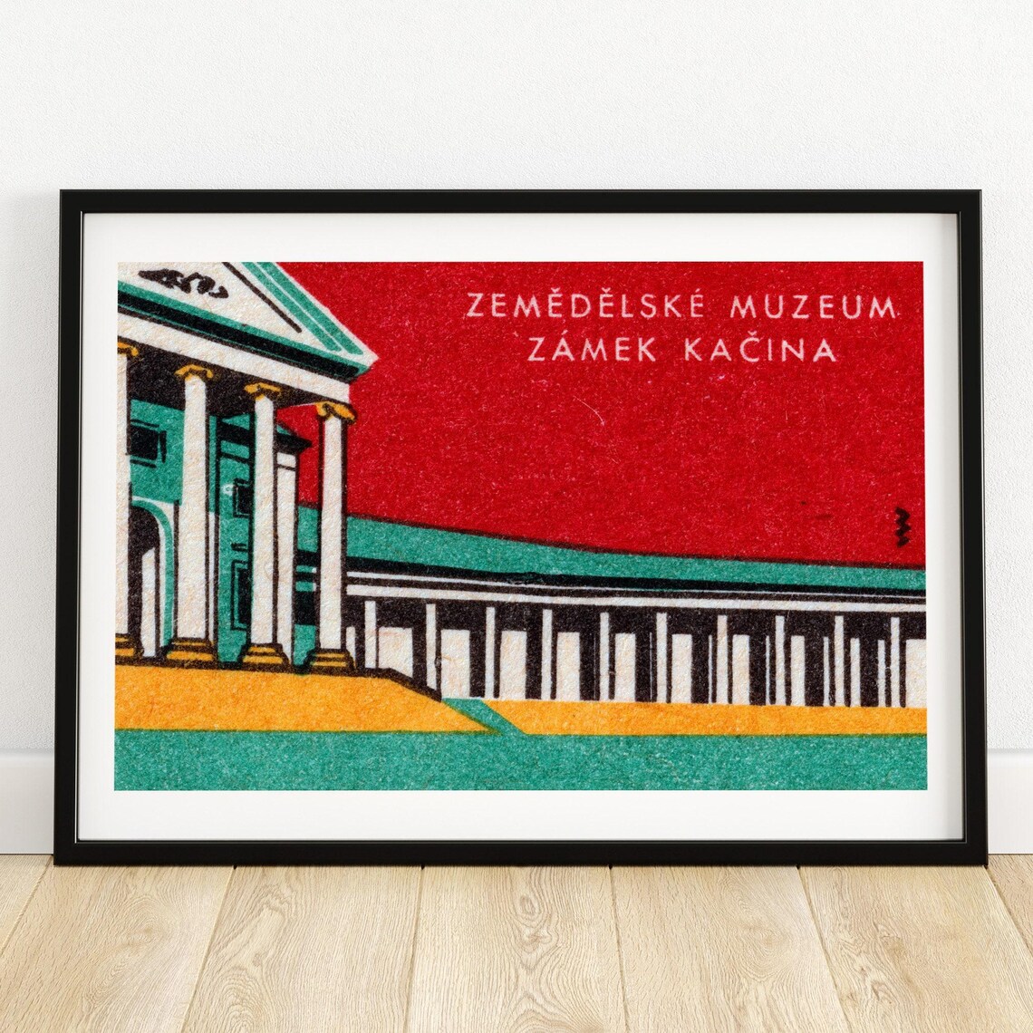 Zemědělské Muzeum Zámek Kačina Colonnade Vintage Czech Matchbox Poster