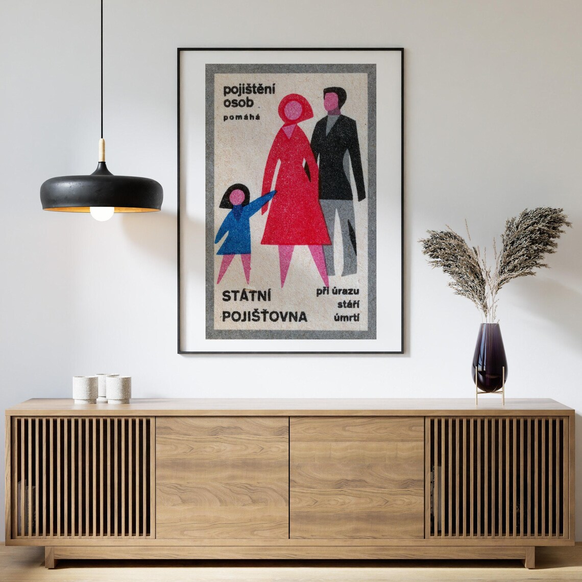 Czech State Insurance Family Vintage Retro Advertising Poster - Image 4