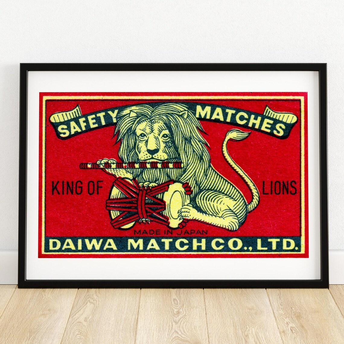King of Lions Flute and Drum Musician Vintage Japan Match Poster