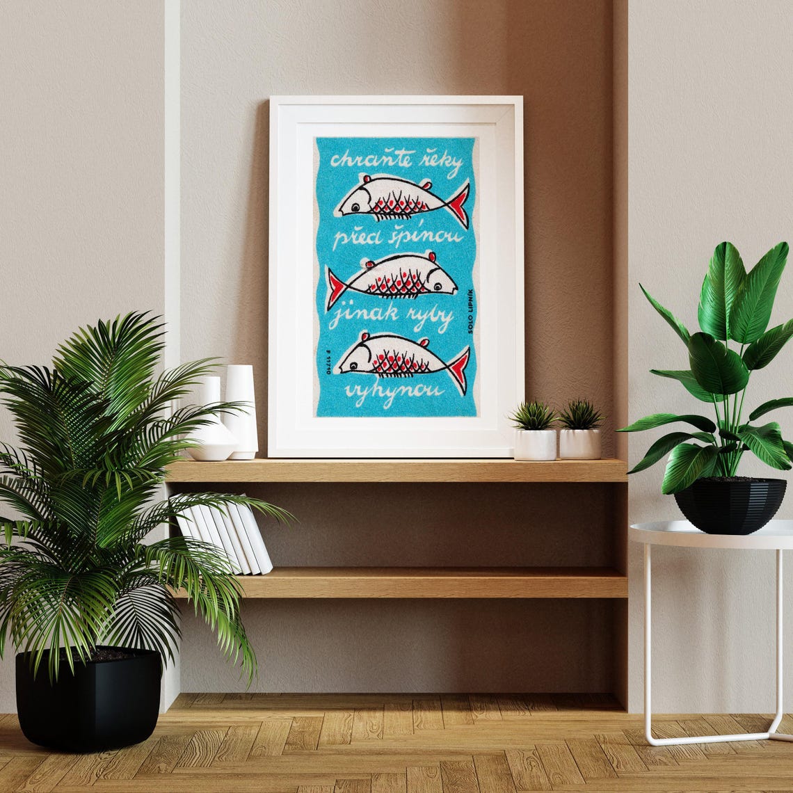 Protect Rivers Three Fishes Czech Conservation Matchbox Poster - Image 2