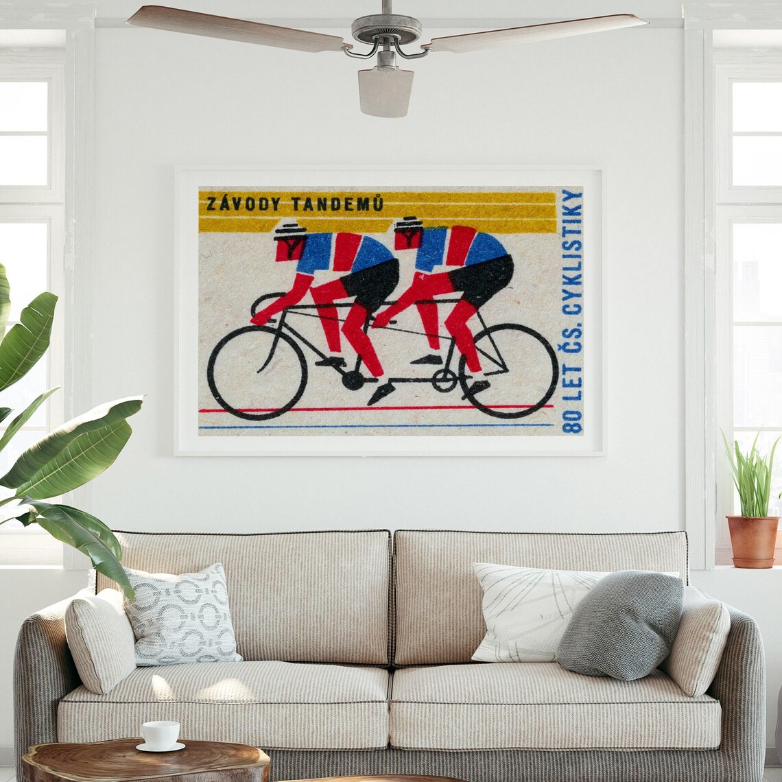 Czech Tandem Race 80 Years Czechoslovak Cycling Vintage Label Poster - Image 3