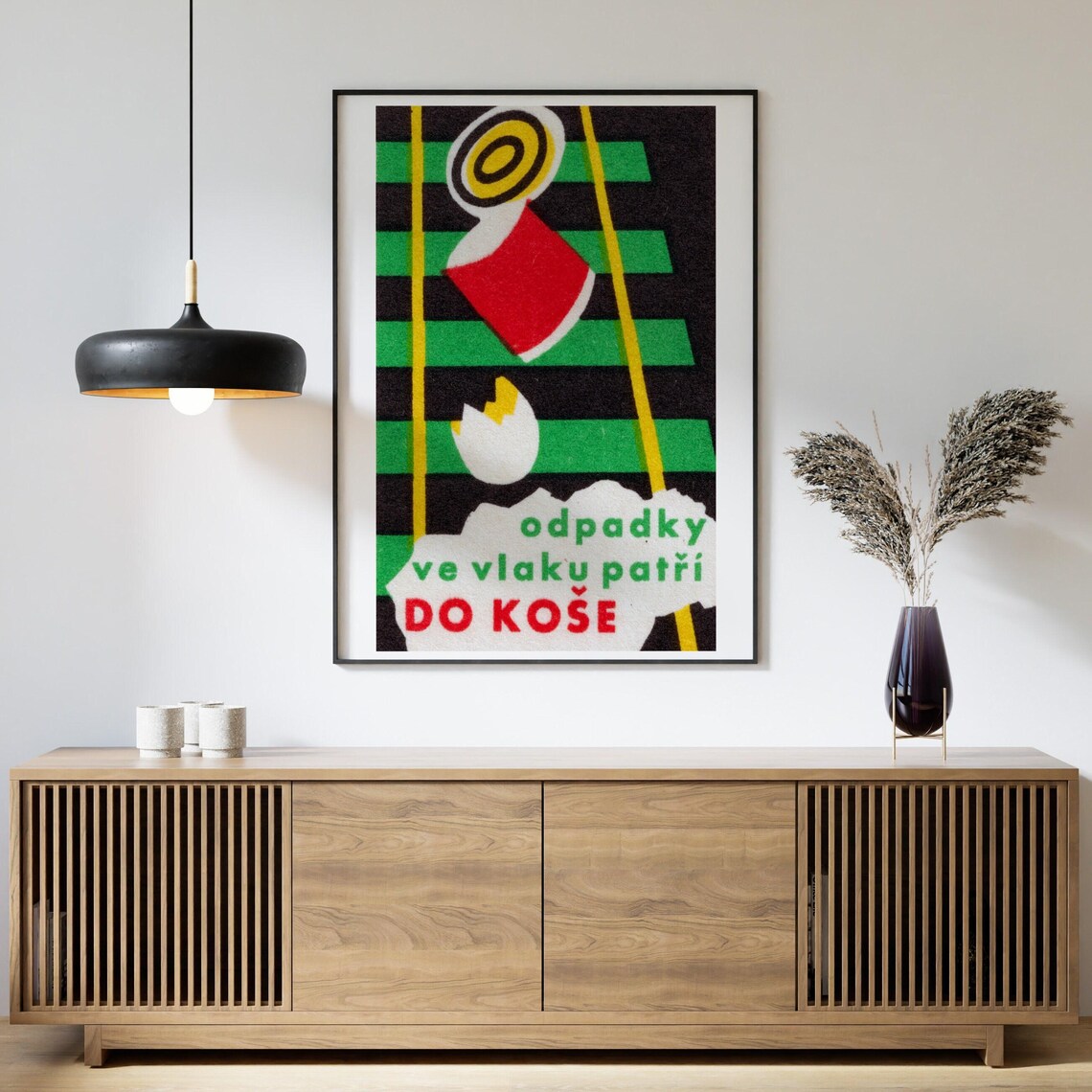 Odpadky ve Vlaku Patri do Kose Czech Train Litter Vintage Poster - Image 4