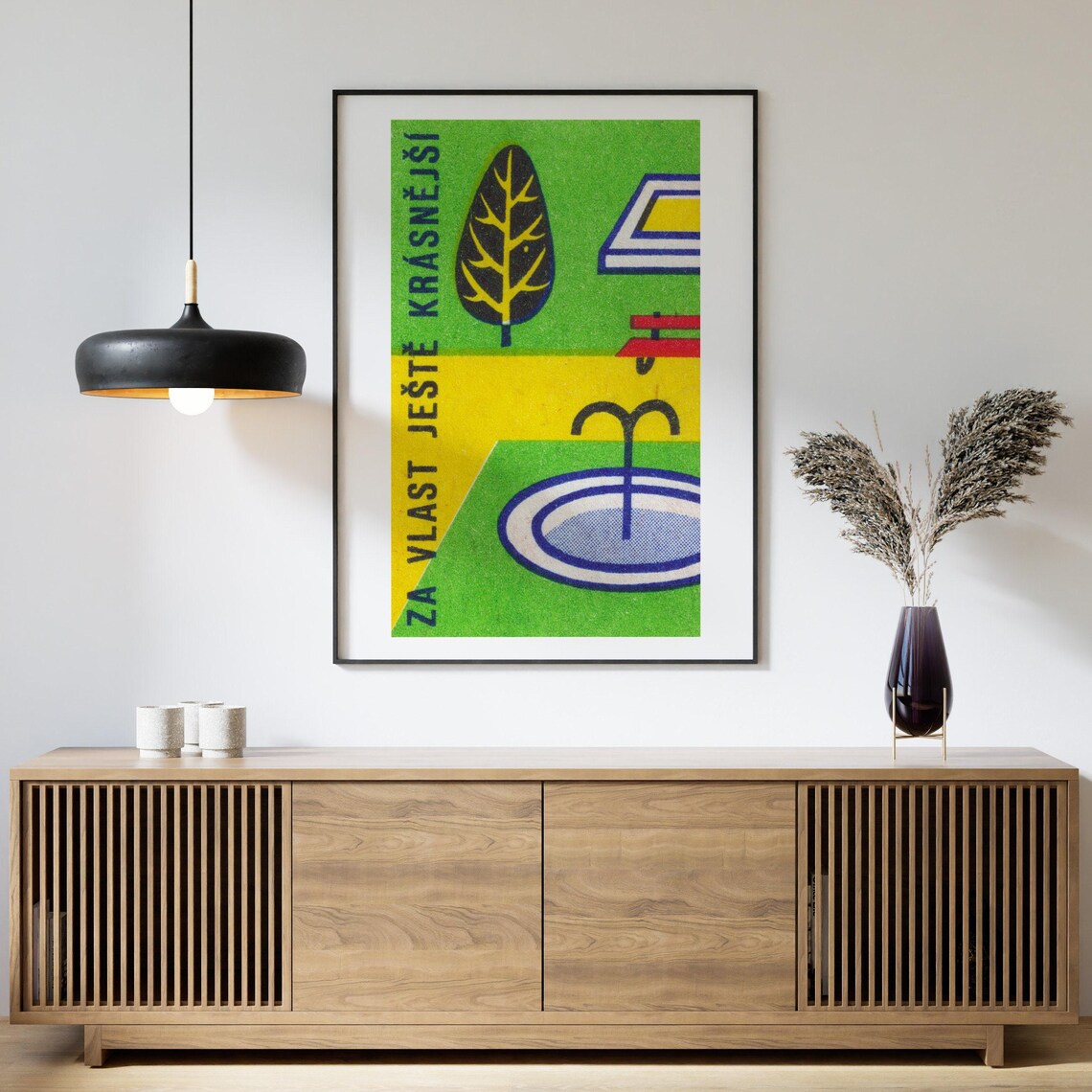 Park Fountain Garden Vintage Czech Matchbox Label Art Poster - Image 4