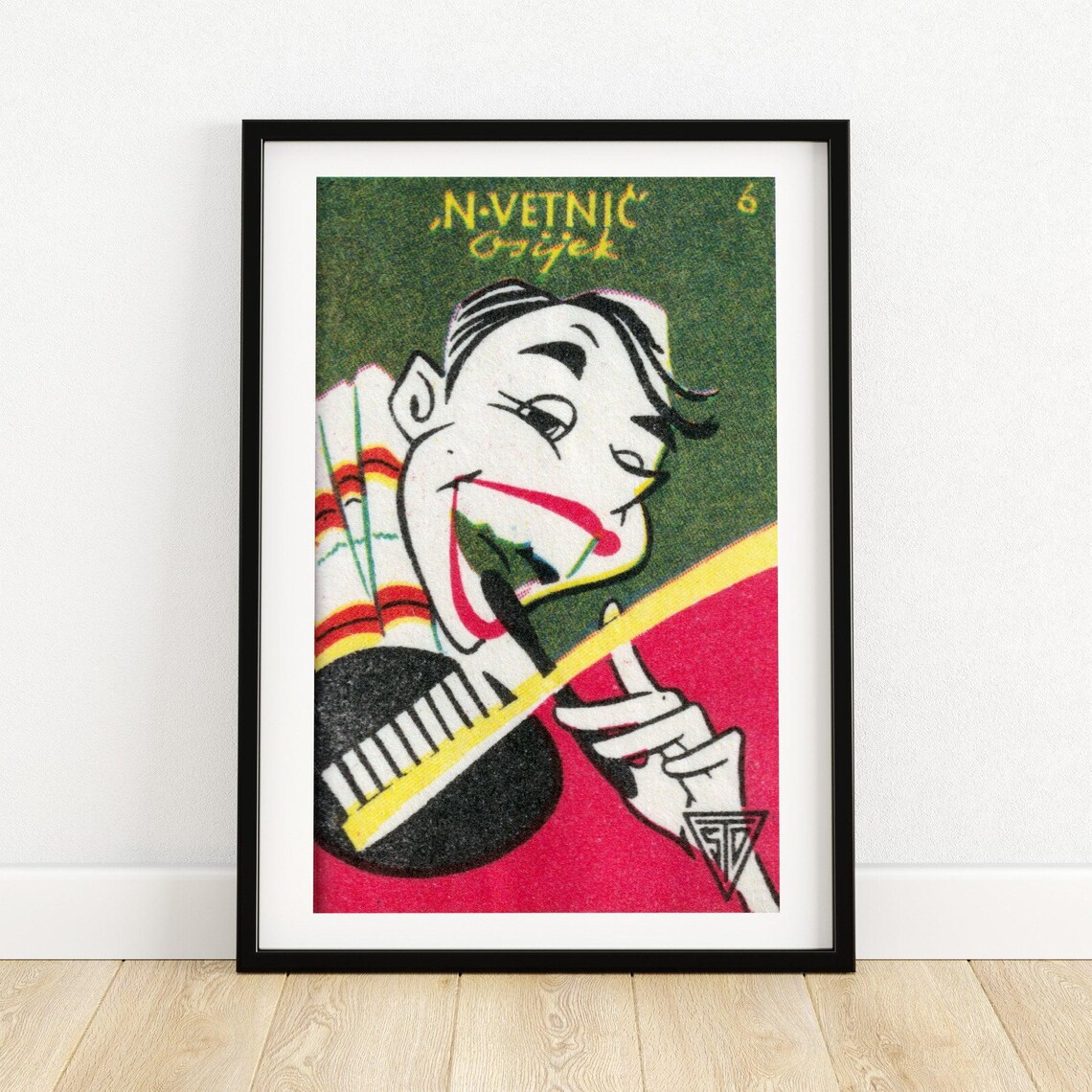 N Vetnic Toothbrush Cartoon Dental Vintage Matchbox Label Poster