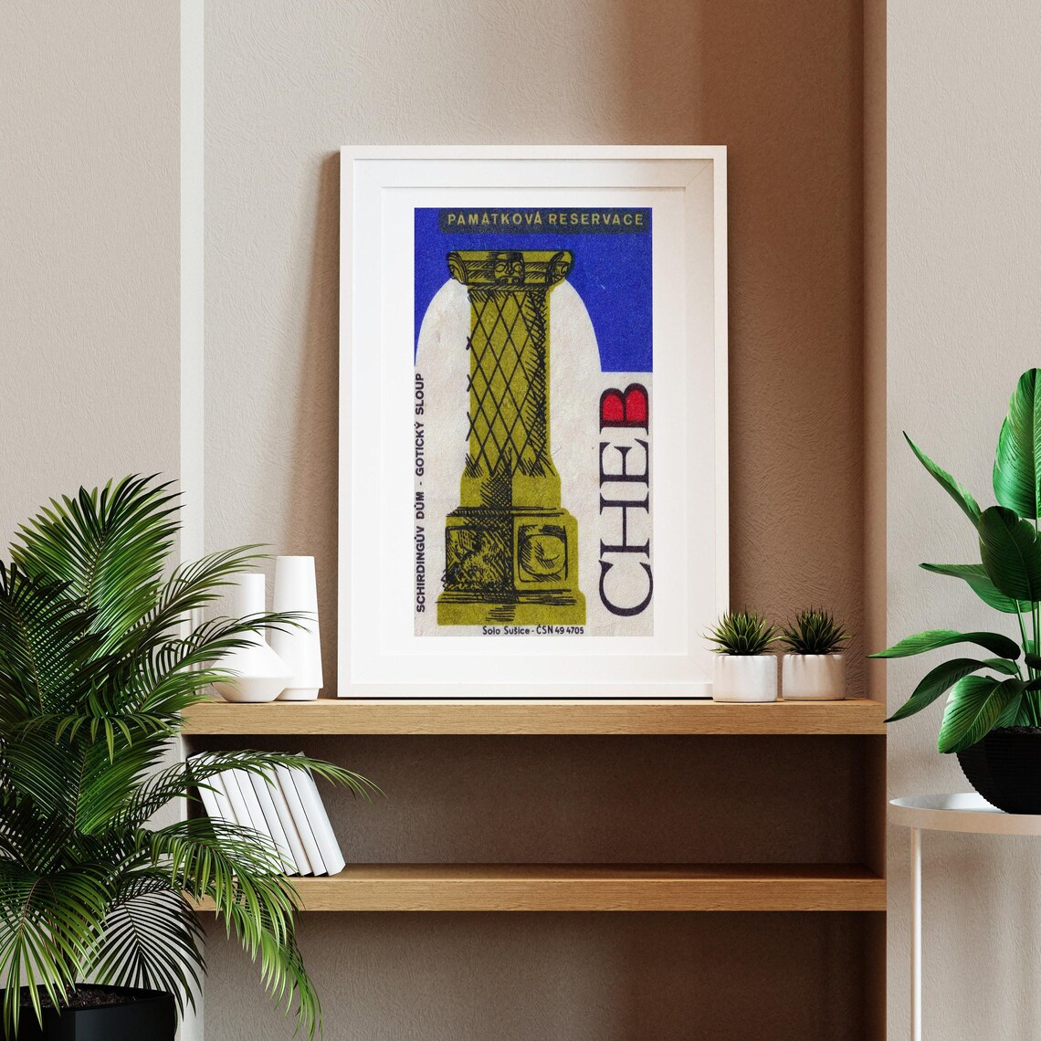 Cheb Gothic Column Retro Czech Vintage Matchbox Label Travel Poster - Image 2