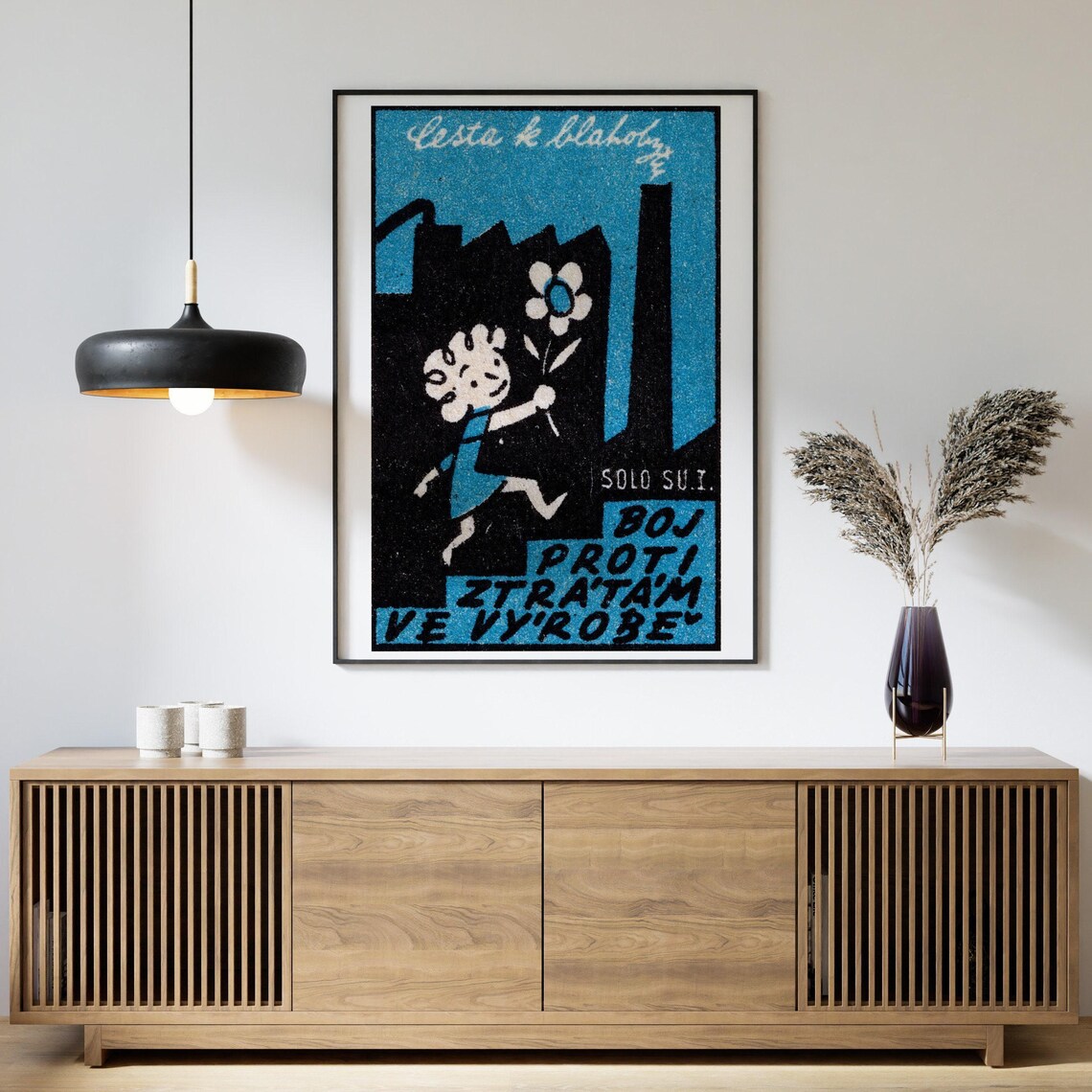 Girl With Flower Matchbox Vintage Czech Art Print - Image 4
