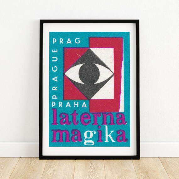 Laterna Magika Prague Eye Graphic Vintage Matchbox Label Poster