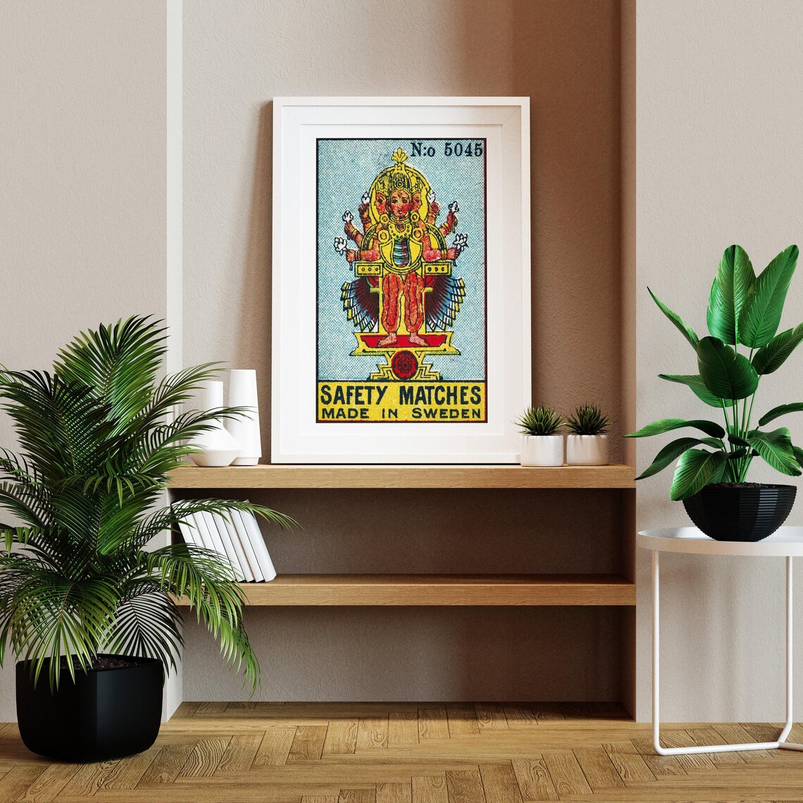 Multi Armed Indian Goddess Swedish Safety Matches Label Poster - Image 2