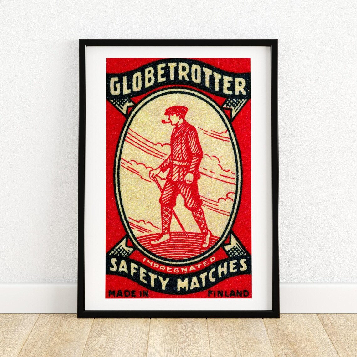 Red Traveller Matchbox Vintage Dutch Art Print