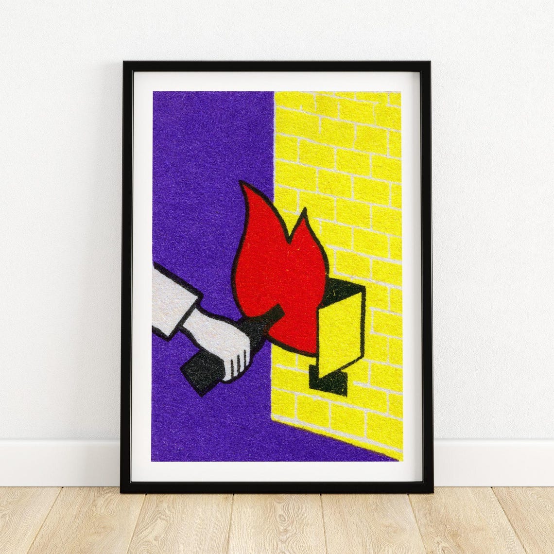 Fire Starter Torch Flame Brick Oven Vintage Matchbox Label Poster