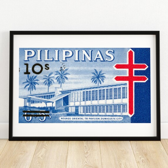 Palm Trees Vintage Filipino Art Postage Stamp Print Aesthetic Wall Art Postage Stamp Wall Poster Vintage Poster Print