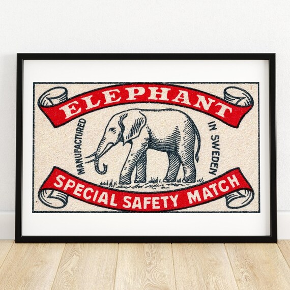 Elephant Special Safety Match Swedish Vintage Label Art Poster