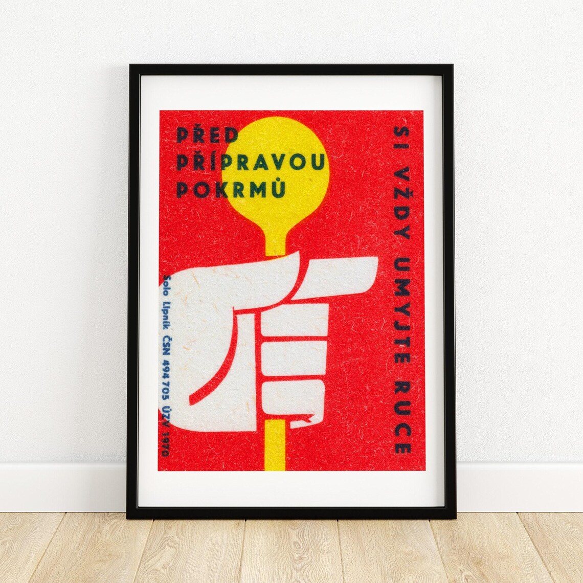 Wash Hands Before Cooking Vintage Czech Art Poster