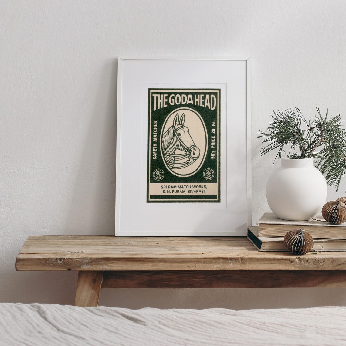 The Goda Head Vintage Indian Horse Safety Matches Label Poster - Image 3