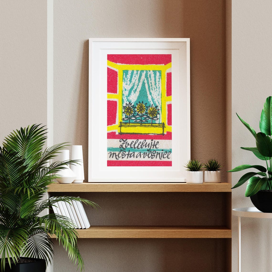 Beautify Towns And Villages Window Flowers Matchbox Label Poster - Image 2